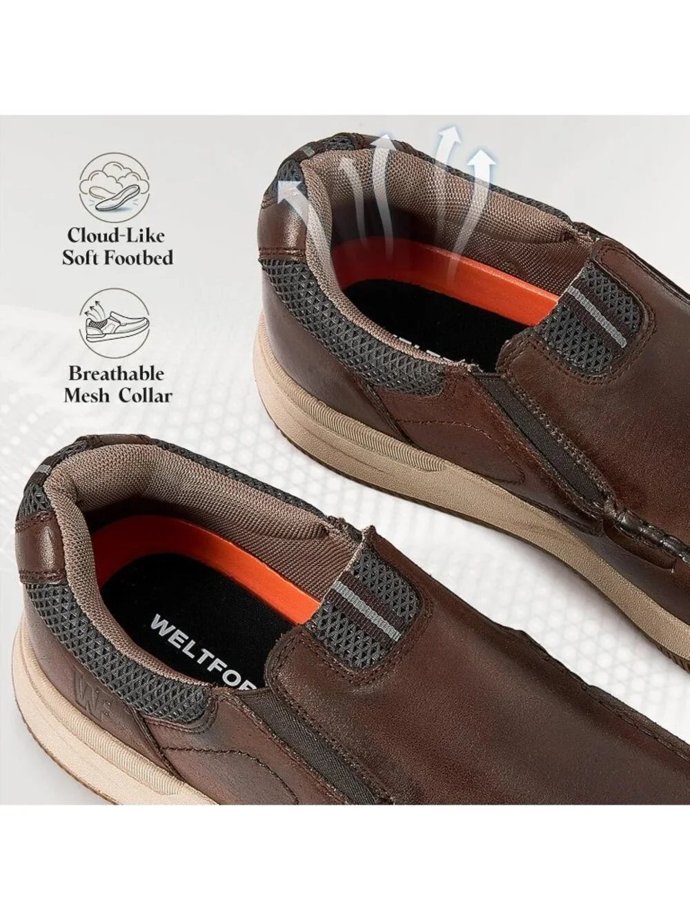 Men's Dark Brown Slip On Leather Loafers Shoes Breathable Mesh Casual Moc